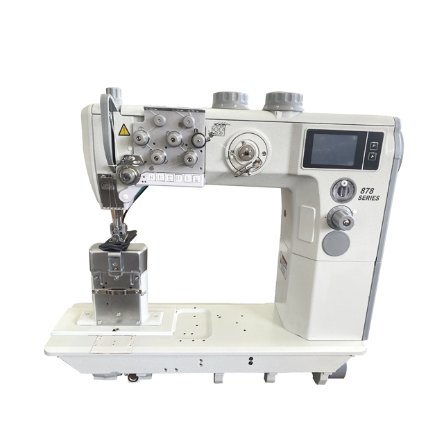 Double Needle Compound Feed And Walking Foot Post Bed Sewing Machine